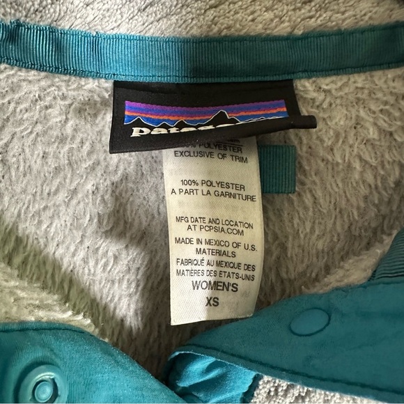 Patagonia Re-Tool Snap-T Better Fleece Pullover Sweater Grey and Teal Size XS - Picture 6 of 8